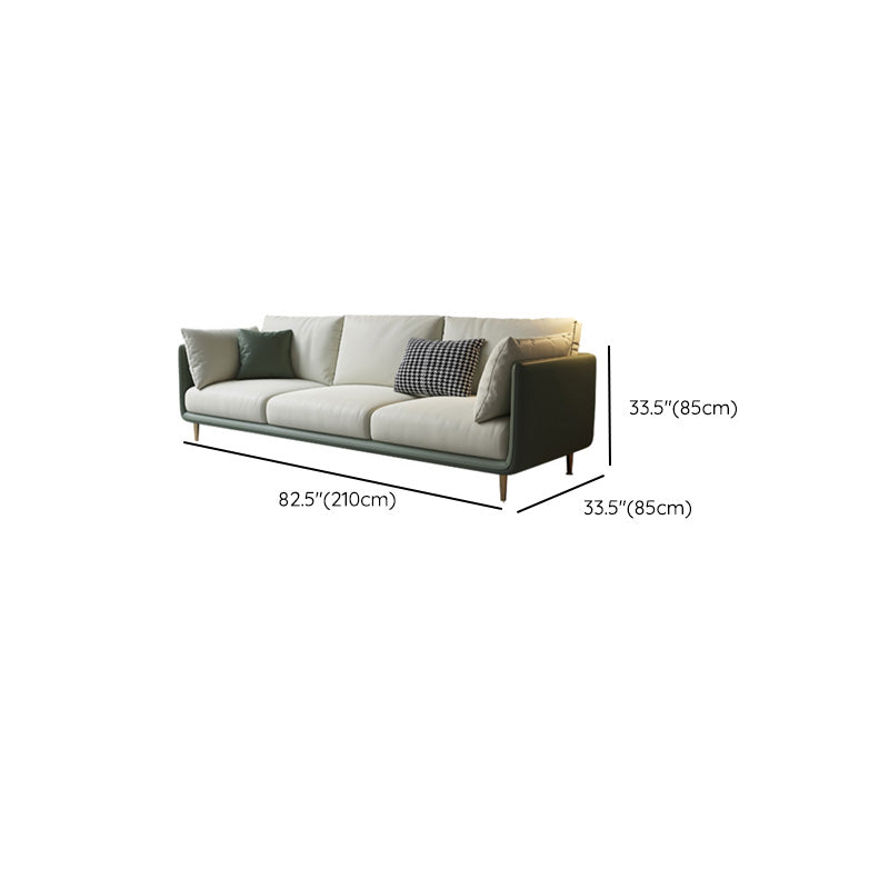 Contemporary Faux Leather Sofa with Pillows Back and Pillow Top Arm Clearhalo 'furn' 'furn_sofas' 'Furniture' 'Living Room Furniture' 'Sofa' 'sofas' 6591339