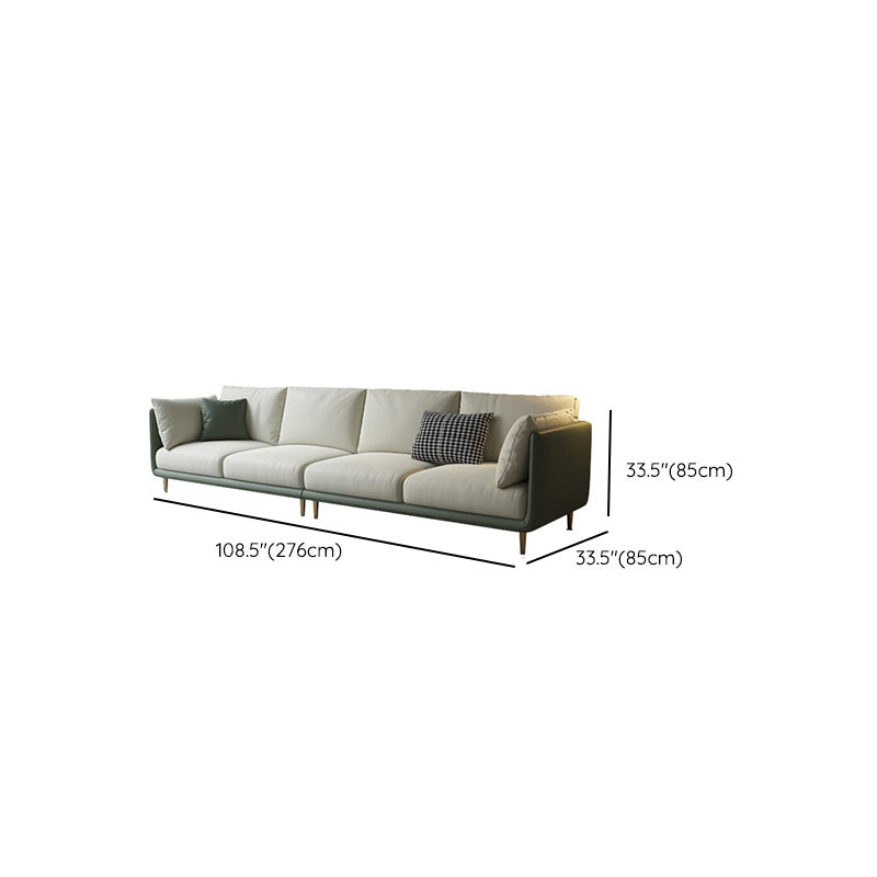 Contemporary Faux Leather Sofa with Pillows Back and Pillow Top Arm Clearhalo 'furn' 'furn_sofas' 'Furniture' 'Living Room Furniture' 'Sofa' 'sofas' 6591340