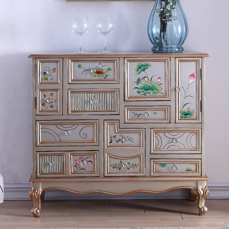 Industrial Painted Accent Cabinet with Drawers Solid Wood Chest Light Gray Clearhalo 'Cabinets & Chests' 'cabinets_chests' 'furn' 'furn_cabinets_chests' 'Furniture' 'Living Room Furniture' 6591350