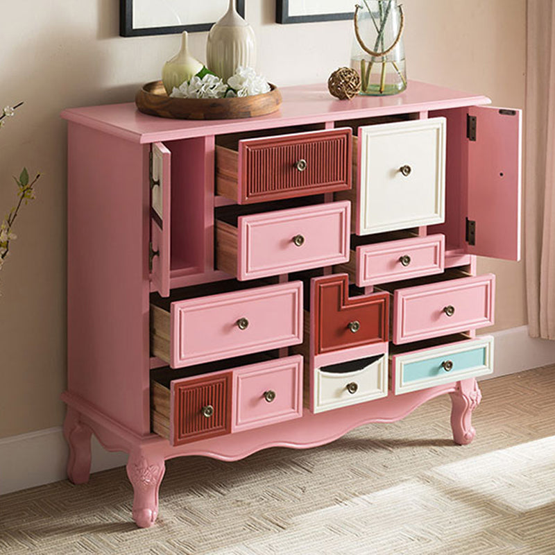 Industrial Painted Accent Cabinet with Drawers Solid Wood Chest Pink Clearhalo 'Cabinets & Chests' 'cabinets_chests' 'furn' 'furn_cabinets_chests' 'Furniture' 'Living Room Furniture' 6591351