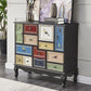 Industrial Painted Accent Cabinet with Drawers Solid Wood Chest Black Clearhalo 'Cabinets & Chests' 'cabinets_chests' 'furn' 'furn_cabinets_chests' 'Furniture' 'Living Room Furniture' 6591356