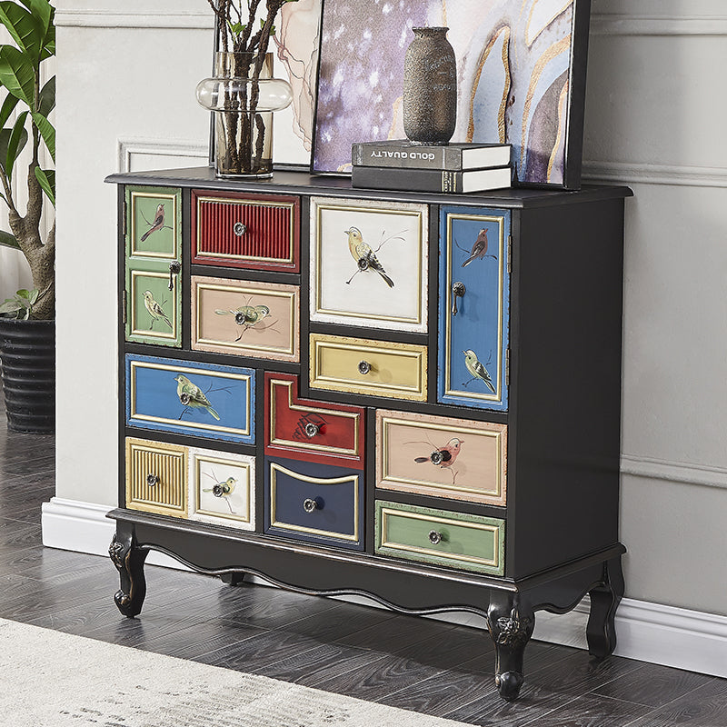 Industrial Painted Accent Cabinet with Drawers Solid Wood Chest Black Clearhalo 'Cabinets & Chests' 'cabinets_chests' 'furn' 'furn_cabinets_chests' 'Furniture' 'Living Room Furniture' 6591356