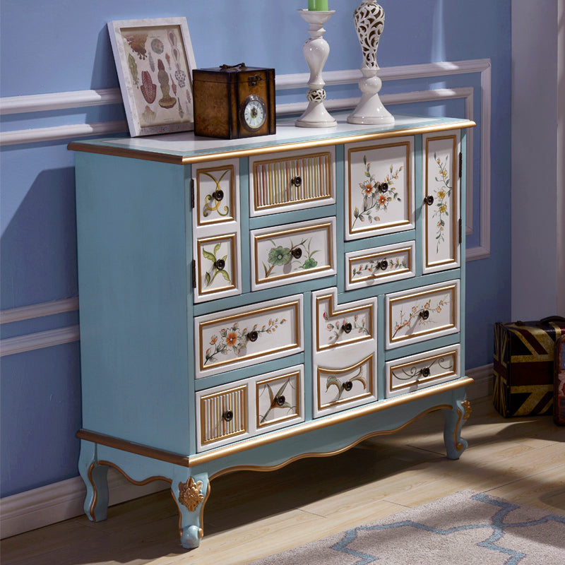 Industrial Painted Accent Cabinet with Drawers Solid Wood Chest Sky Blue Clearhalo 'Cabinets & Chests' 'cabinets_chests' 'furn' 'furn_cabinets_chests' 'Furniture' 'Living Room Furniture' 6591358