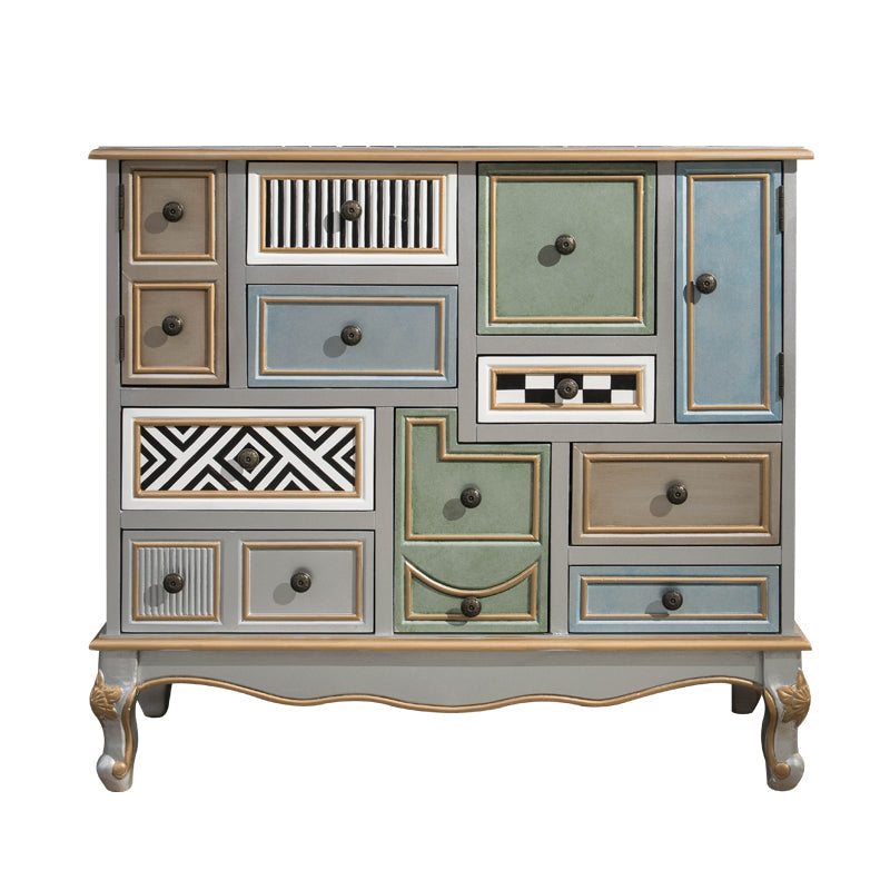 Industrial Painted Accent Cabinet with Drawers Solid Wood Chest Silver Gray Clearhalo 'Cabinets & Chests' 'cabinets_chests' 'furn' 'furn_cabinets_chests' 'Furniture' 'Living Room Furniture' 6591360