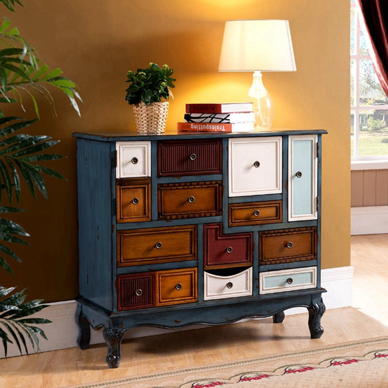 Industrial Painted Accent Cabinet with Drawers Solid Wood Chest Chocolate Clearhalo 'Cabinets & Chests' 'cabinets_chests' 'furn' 'furn_cabinets_chests' 'Furniture' 'Living Room Furniture' 6591362