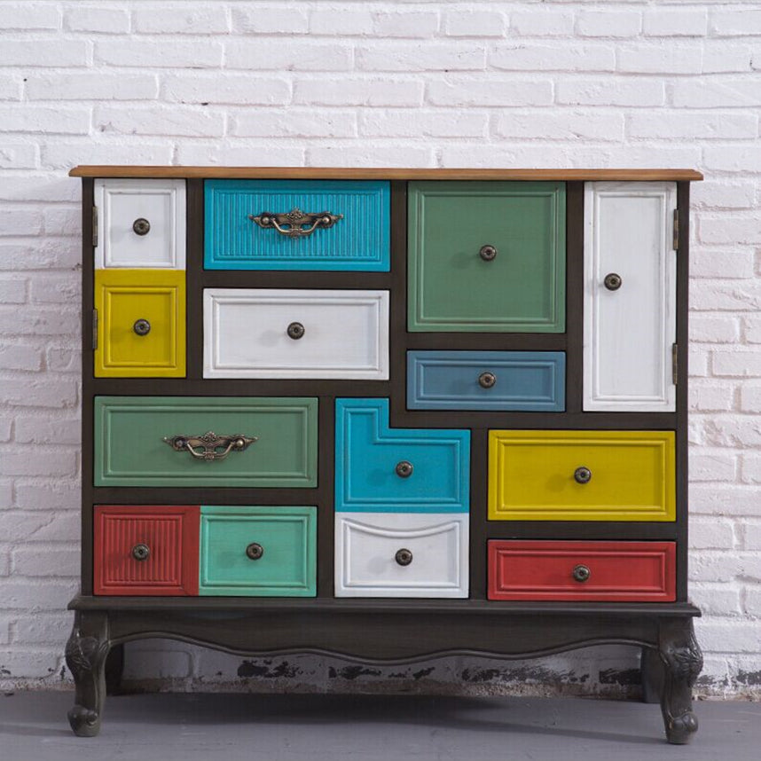 Industrial Painted Accent Cabinet with Drawers Solid Wood Chest Bright Blue Clearhalo 'Cabinets & Chests' 'cabinets_chests' 'furn' 'furn_cabinets_chests' 'Furniture' 'Living Room Furniture' 6591363