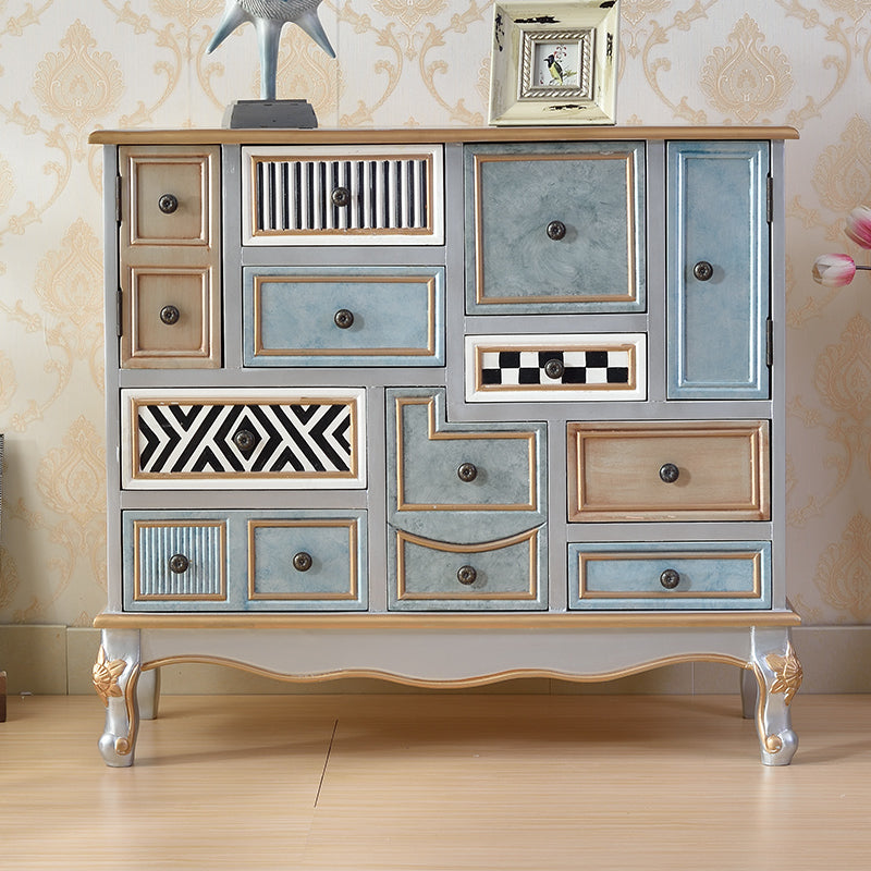 Industrial Painted Accent Cabinet with Drawers Solid Wood Chest Light Blue Clearhalo 'Cabinets & Chests' 'cabinets_chests' 'furn' 'furn_cabinets_chests' 'Furniture' 'Living Room Furniture' 6591365