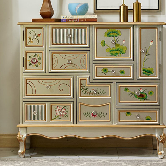 Industrial Painted Accent Cabinet with Drawers Solid Wood Chest Light Gold Clearhalo 'Cabinets & Chests' 'cabinets_chests' 'furn' 'furn_cabinets_chests' 'Furniture' 'Living Room Furniture' 6591367
