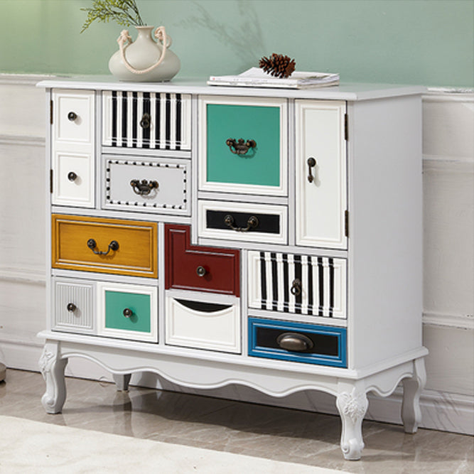 Industrial Painted Accent Cabinet with Drawers Solid Wood Chest White Clearhalo 'Cabinets & Chests' 'cabinets_chests' 'furn' 'furn_cabinets_chests' 'Furniture' 'Living Room Furniture' 6591368