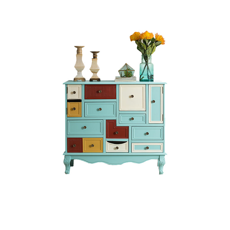 Industrial Painted Accent Cabinet with Drawers Solid Wood Chest Lake Blue Clearhalo 'Cabinets & Chests' 'cabinets_chests' 'furn' 'furn_cabinets_chests' 'Furniture' 'Living Room Furniture' 6591369