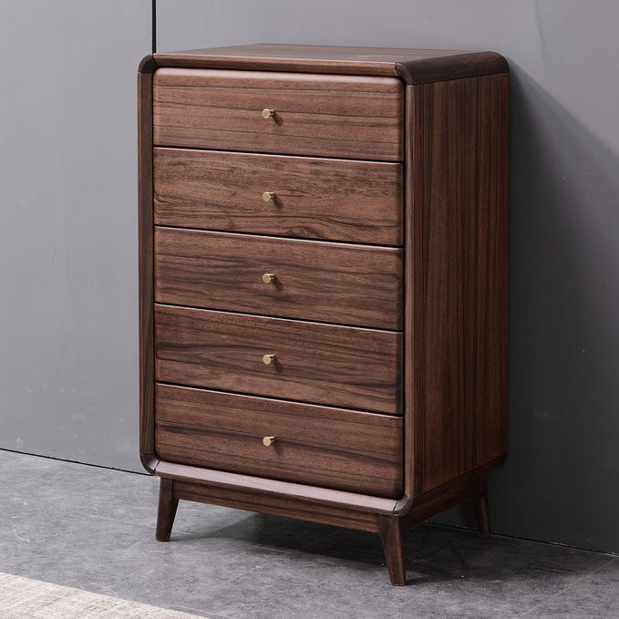 Mid-Century Modern Brown Accent Chest with 5 Drawers and Straight Legs Clearhalo 'Cabinets & Chests' 'cabinets_chests' 'furn' 'furn_cabinets_chests' 'Furniture' 'Living Room Furniture' 6591372