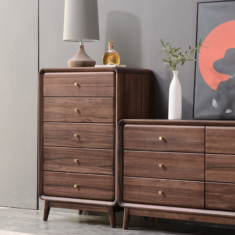 Mid-Century Modern Brown Accent Chest with 5 Drawers and Straight Legs Clearhalo 'Cabinets & Chests' 'cabinets_chests' 'furn' 'furn_cabinets_chests' 'Furniture' 'Living Room Furniture' 6591380