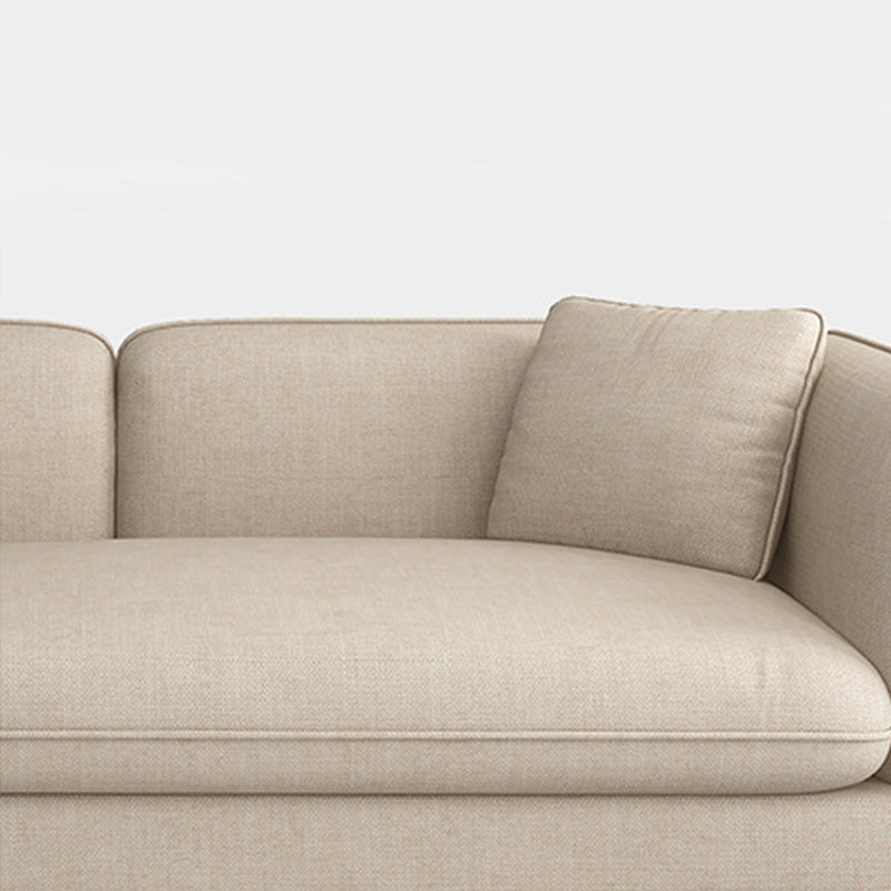 Skandinavisches Leinensofa mit engen Rücken und Smokingarm für die Wohnung