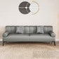 Round Arm Sofa Stain Resistant Faux Leather Standard Sofa for Living Room