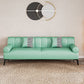 Round Arm Sofa Stain Resistant Faux Leather Standard Sofa for Living Room
