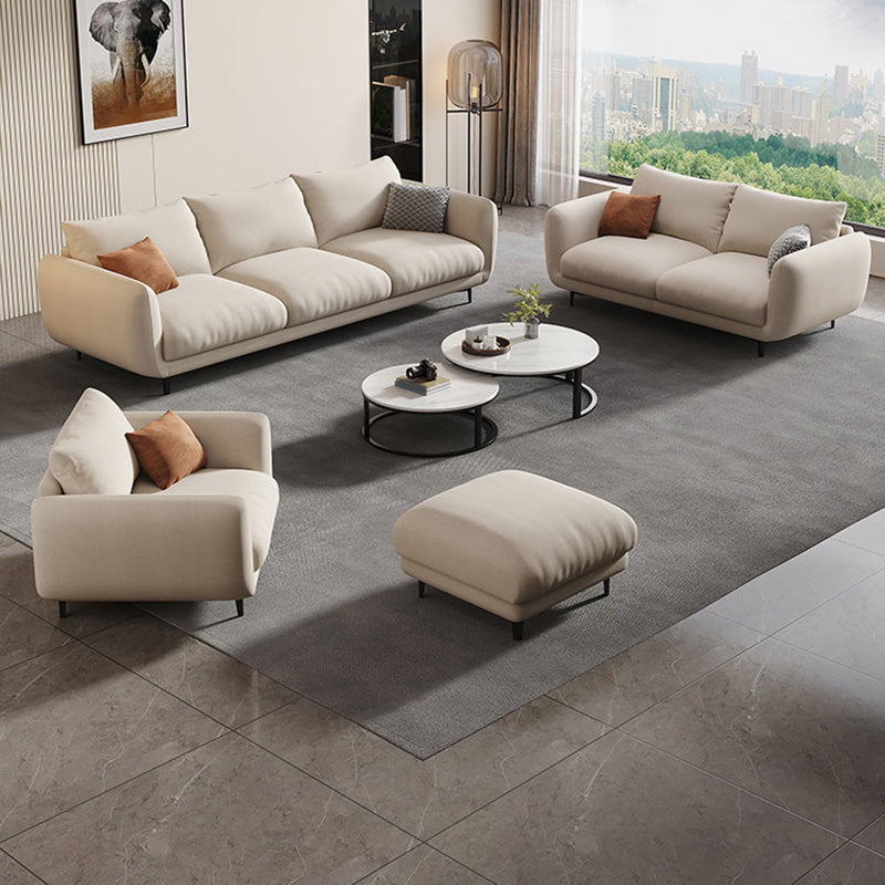 Skandinavisches Sofa mit quadratischen Armen und Beige locker in festem Holz locker