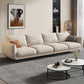 Scandinavian Sofa with Square Arms and Beige Loose Back in Solid Wood