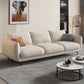 Scandinavian Sofa with Square Arms and Beige Loose Back in Solid Wood
