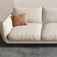 Scandinavian Sofa with Square Arms and Beige Loose Back in Solid Wood
