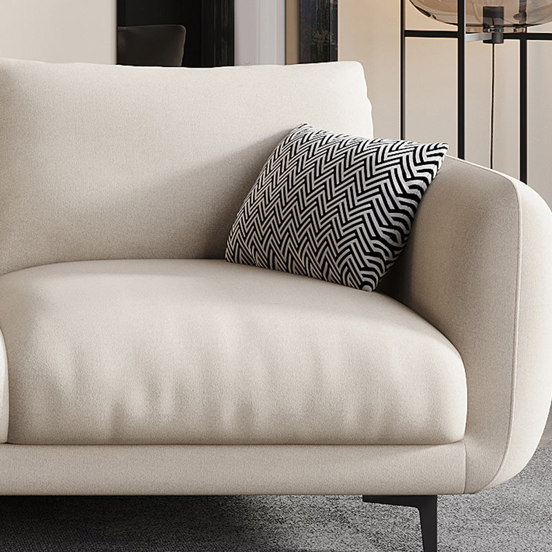 Scandinavian Sofa with Square Arms and Beige Loose Back in Solid Wood