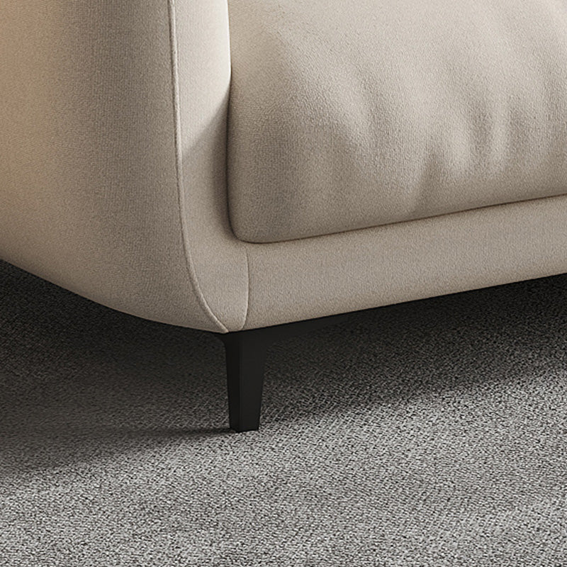 Scandinavian Sofa with Square Arms and Beige Loose Back in Solid Wood