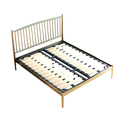 Modern Slat Bed Spindle Metal Open-Frame Bed with Legs in Gold