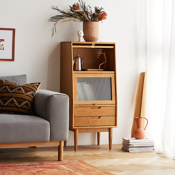 Water Resistant Storage Cabinet Solid Wood Glass Paned Cabinet Clearhalo 'Cabinets & Chests' 'cabinets_chests' 'furn' 'furn_cabinets_chests' 'Furniture' 'Living Room Furniture' 6591471