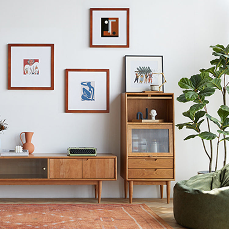 Water Resistant Storage Cabinet Solid Wood Glass Paned Cabinet Clearhalo 'Cabinets & Chests' 'cabinets_chests' 'furn' 'furn_cabinets_chests' 'Furniture' 'Living Room Furniture' 6591481