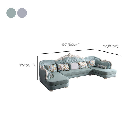 74" Wide French Country Sectional Sofa Leather Sleeper Sectional Clearhalo 'furn' 'furn_sectionals' 'Furniture' 'Living Room Furniture' 'Sectionals' 6591517