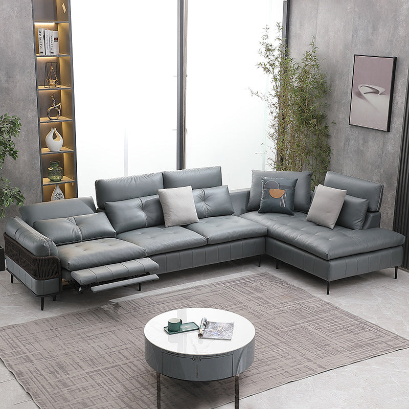 76" Wide Industrial Sectional Sofa Leather Sleeper Sectional Clearhalo 'furn' 'furn_sectionals' 'Furniture' 'Living Room Furniture' 'Sectionals' 6591518