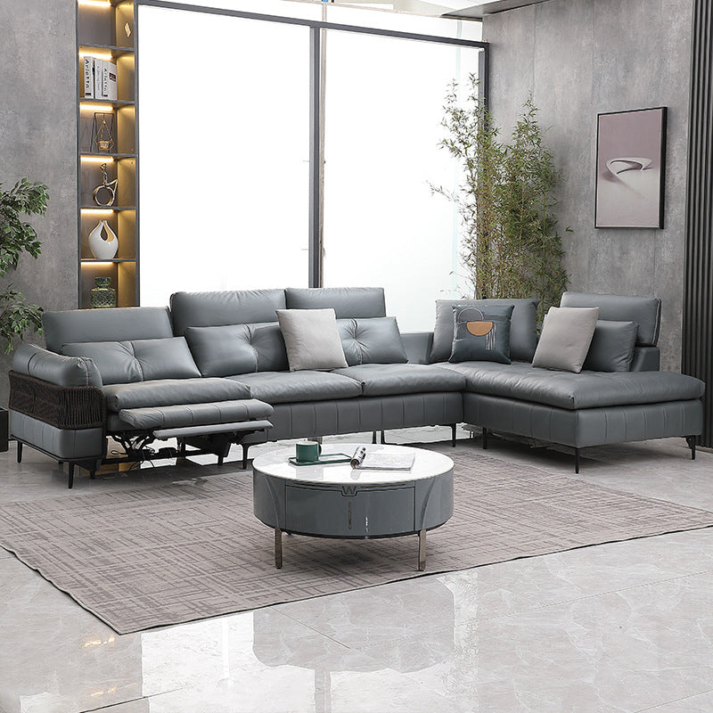 76" Wide Industrial Sectional Sofa Leather Sleeper Sectional Clearhalo 'furn' 'furn_sectionals' 'Furniture' 'Living Room Furniture' 'Sectionals' 6591520