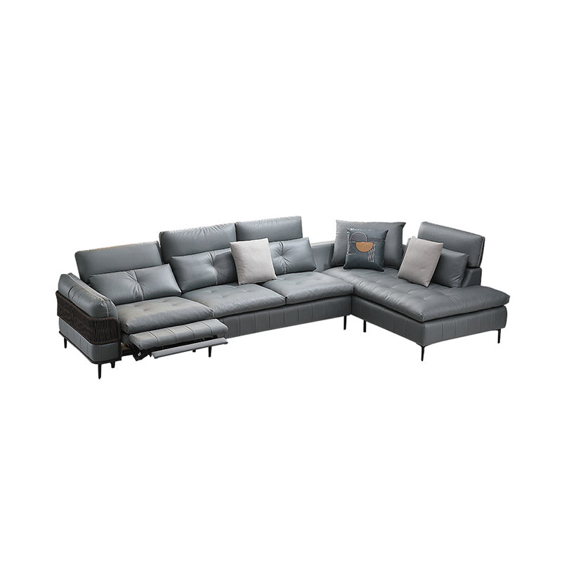 76" Wide Industrial Sectional Sofa Leather Sleeper Sectional Tech Cloth Clearhalo 'furn' 'furn_sectionals' 'Furniture' 'Living Room Furniture' 'Sectionals' 6591522