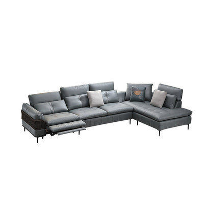 76" Wide Industrial Sectional Sofa Leather Sleeper Sectional Tech Cloth Clearhalo 'furn' 'furn_sectionals' 'Furniture' 'Living Room Furniture' 'Sectionals' 6591522