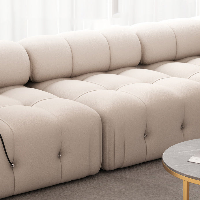 35 "幅のスカンジナビア断面ソファホワイトファブリックスリーパーセクショナル