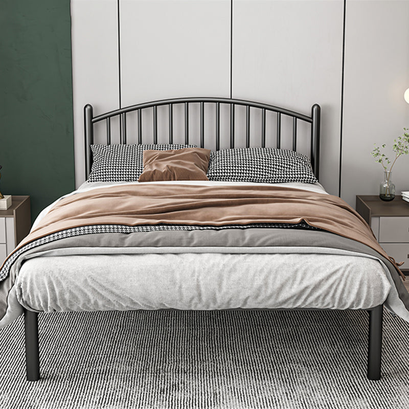 Metal Glam Slat Bed with Headboard Standard Bed with Metal Legs Queen Black Half-Covered Clearhalo 'Bedroom Furniture' 'Beds' 'furn' 'furn_beds' 'Furniture' 6591615