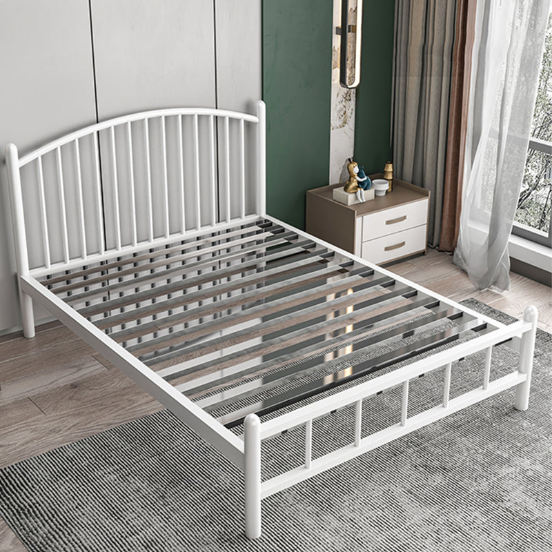 Metal Glam Slat Bed with Headboard Standard Bed with Metal Legs White 13 Beams Clearhalo 'Bedroom Furniture' 'Beds' 'furn' 'furn_beds' 'Furniture' 6591624