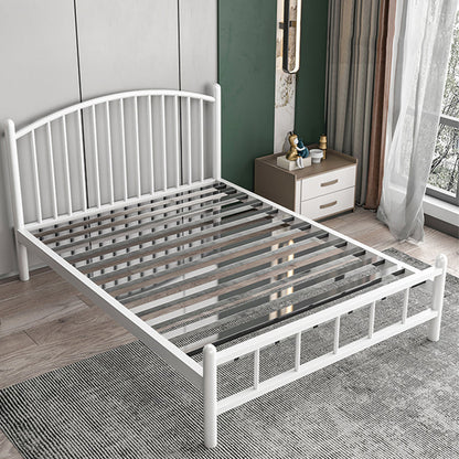 Metal Glam Slat Bed with Headboard Standard Bed with Metal Legs White 13 Beams Clearhalo 'Bedroom Furniture' 'Beds' 'furn' 'furn_beds' 'Furniture' 6591624