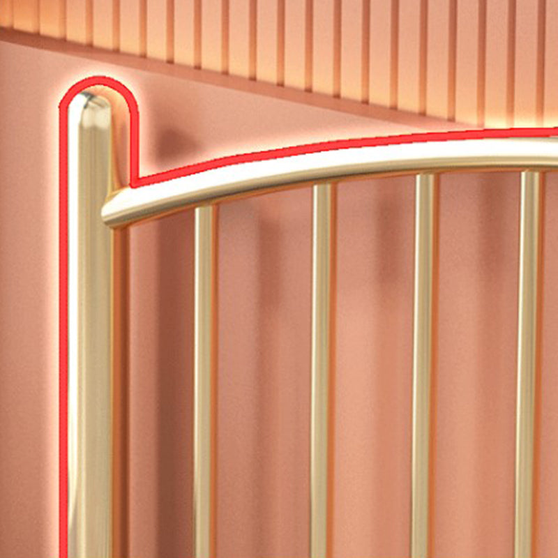 Metal Glam Slat Bed with Headboard Standard Bed with Metal Legs Clearhalo 'Bedroom Furniture' 'Beds' 'furn' 'furn_beds' 'Furniture' 6591626