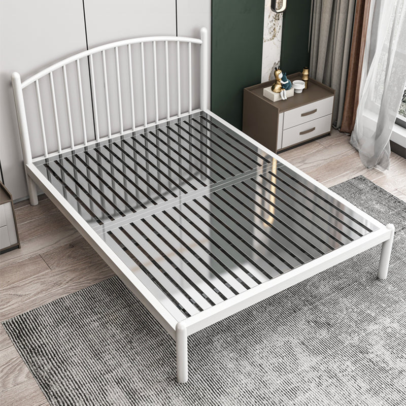 Metal Glam Slat Bed with Headboard Standard Bed with Metal Legs Full White Half-Covered Clearhalo 'Bedroom Furniture' 'Beds' 'furn' 'furn_beds' 'Furniture' 6591627