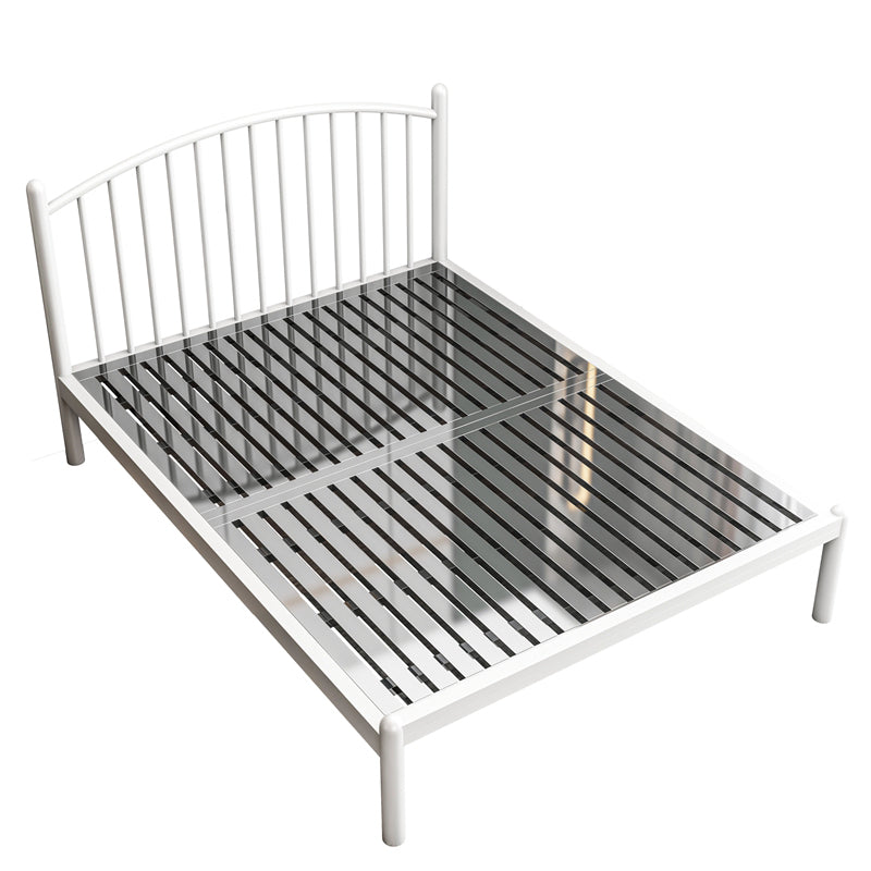 Metal Glam Slat Bed with Headboard Standard Bed with Metal Legs Twin XL White Half-Covered Clearhalo 'Bedroom Furniture' 'Beds' 'furn' 'furn_beds' 'Furniture' 6591629