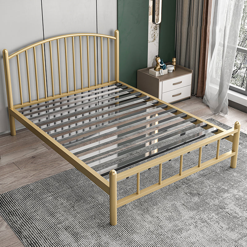 Metal Glam Slat Bed with Headboard Standard Bed with Metal Legs Queen Gold 13 Beams Clearhalo 'Bedroom Furniture' 'Beds' 'furn' 'furn_beds' 'Furniture' 6591631