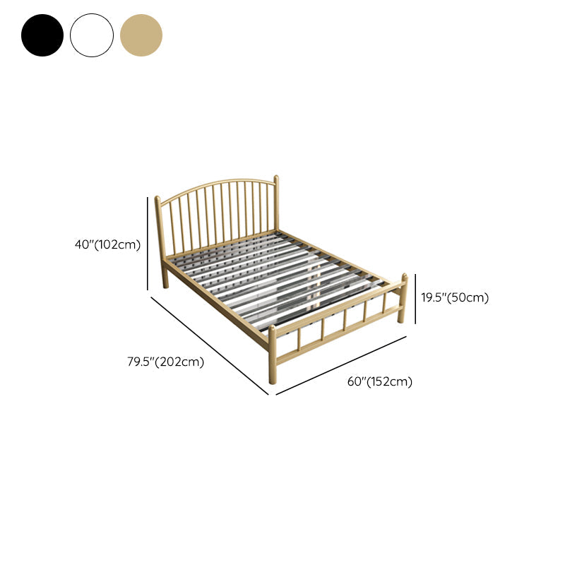 Metal Glam Slat Bed with Headboard Standard Bed with Metal Legs Clearhalo 'Bedroom Furniture' 'Beds' 'furn' 'furn_beds' 'Furniture' 6591635