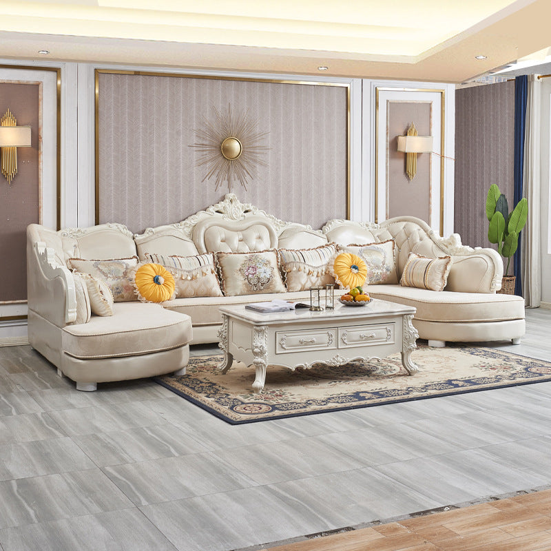 78 "de ancho Sofá de cuero de cuero de cuero seccional francés