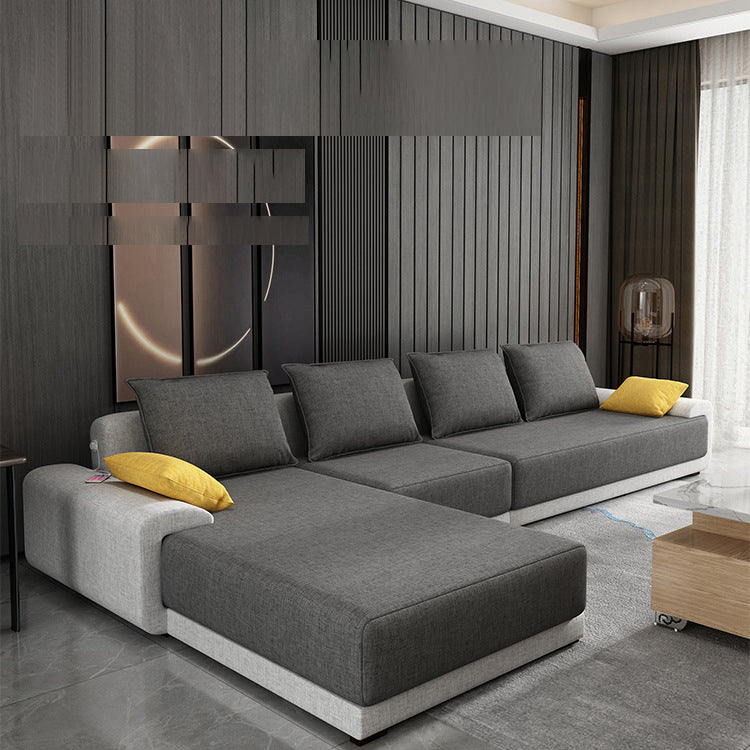 Contemporary Style Seating Pillows Recessed Arm Living Room Stationary Sofa Clearhalo 'furn' 'furn_sectionals' 'Furniture' 'Living Room Furniture' 'Sectionals' 6591676