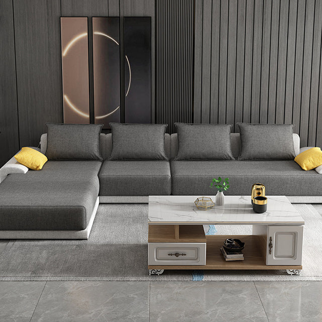 Contemporary Style Seating Pillows Recessed Arm Living Room Stationary Sofa Clearhalo 'furn' 'furn_sectionals' 'Furniture' 'Living Room Furniture' 'Sectionals' 6591679