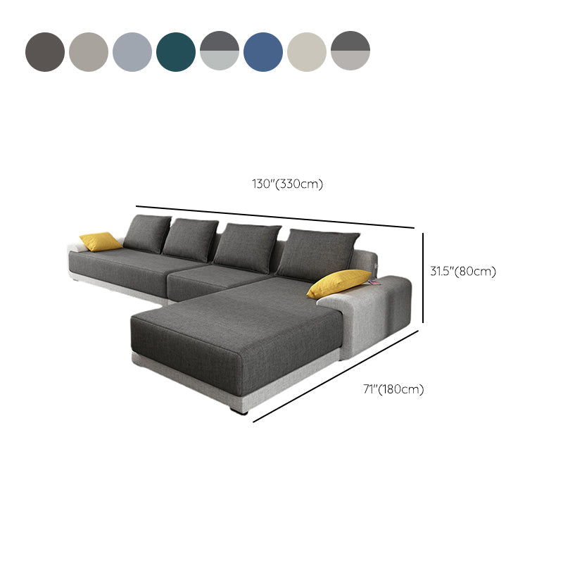 Contemporary Style Seating Pillows Recessed Arm Living Room Stationary Sofa Clearhalo 'furn' 'furn_sectionals' 'Furniture' 'Living Room Furniture' 'Sectionals' 6591699