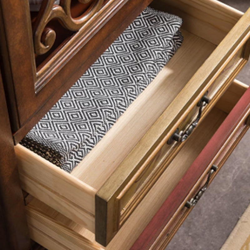 Door Cabinet Mid Century Distressed Solid Wood Storage Cabinet with Drawers Clearhalo 'Cabinets & Chests' 'cabinets_chests' 'furn' 'furn_cabinets_chests' 'Furniture' 'Living Room Furniture' 6591705