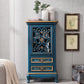 Door Cabinet Mid Century Distressed Solid Wood Storage Cabinet with Drawers 25.5"L x 14"W x 47"H Blue Clearhalo 'Cabinets & Chests' 'cabinets_chests' 'furn' 'furn_cabinets_chests' 'Furniture' 'Living Room Furniture' 6591709