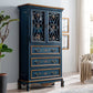 Door Cabinet Mid Century Distressed Solid Wood Storage Cabinet with Drawers 39"L x 15"W x 67"H Blue Clearhalo 'Cabinets & Chests' 'cabinets_chests' 'furn' 'furn_cabinets_chests' 'Furniture' 'Living Room Furniture' 6591712