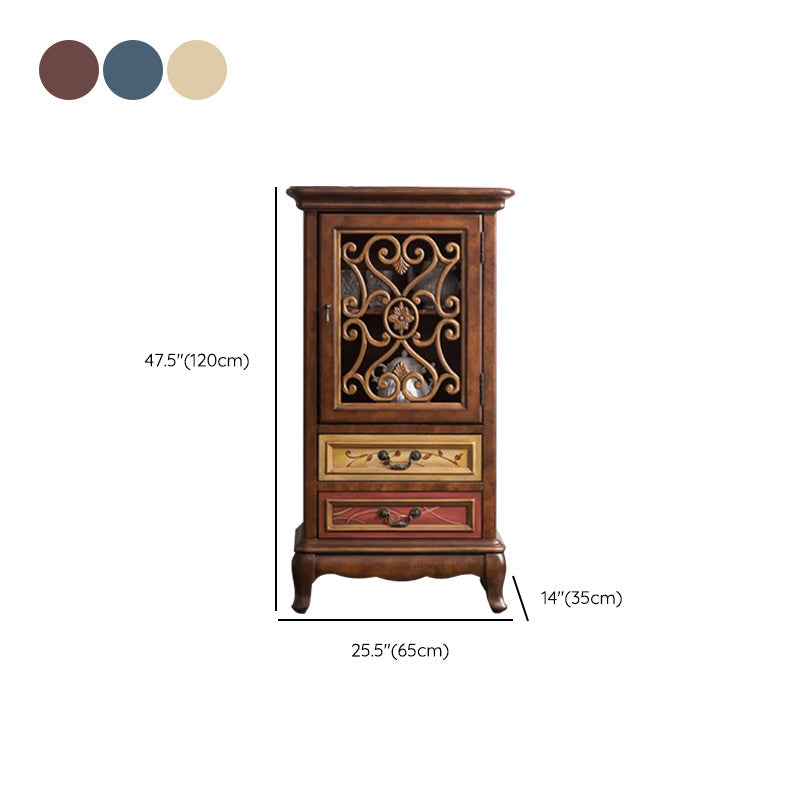 Door Cabinet Mid Century Distressed Solid Wood Storage Cabinet with Drawers Clearhalo 'Cabinets & Chests' 'cabinets_chests' 'furn' 'furn_cabinets_chests' 'Furniture' 'Living Room Furniture' 6591714